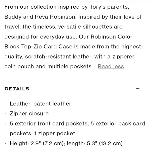 Tory Burch Robinson Color Block Top Zip Card Case - Picture 3 of 3